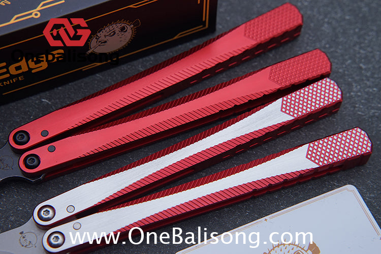 Porcuedge Drum Tide Original Balisong 7075 Aluminium Alloy Handle Japan aus10 Stainless Steel Blade Bushing
