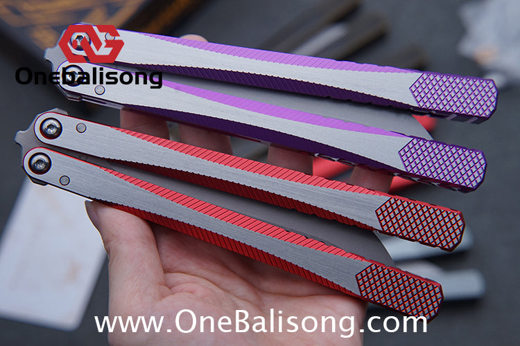 Porcuedge Drum Tide Original Balisong 7075 Aluminium Alloy Handle Japan aus10 Stainless Steel Blade Bushing