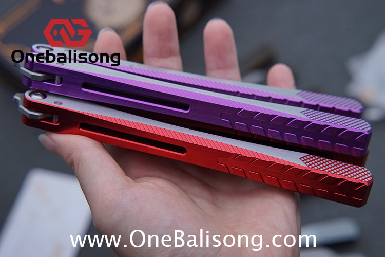 Porcuedge Drum Tide Original Balisong 7075 Aluminium Alloy Handle Japan aus10 Stainless Steel Blade Bushing