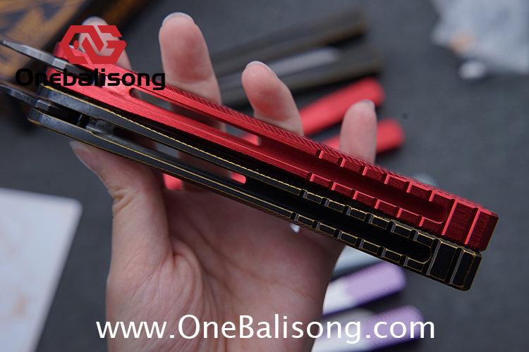 Porcuedge Drum Tide Original Balisong 7075 Aluminium Alloy Handle Japan aus10 Stainless Steel Blade Bushing