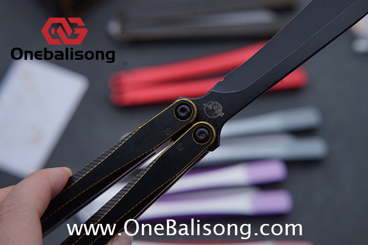 Porcuedge Drum Tide Original Balisong 7075 Aluminium Alloy Handle Japan aus10 Stainless Steel Blade Bushing