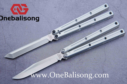 Baliplus Kraken Balisong Glossy clone Tanto/Bowie/Weekawk  live/Fake Blade Channel 7075 Aluminum Glossy Handle Bushings 9cr18