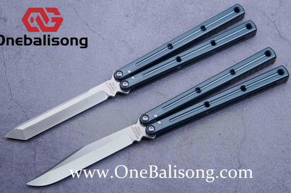 Baliplus Kraken Balisong Glossy clone Tanto/Bowie/Weekawk  live/Fake Blade Channel 7075 Aluminum Glossy Handle Bushings 9cr18
