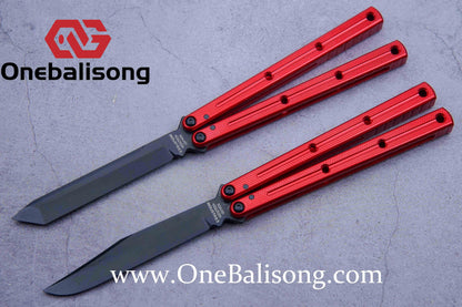 Baliplus Kraken Balisong Glossy clone Tanto/Bowie/Weekawk  live/Fake Blade Channel 7075 Aluminum Glossy Handle Bushings 9cr18