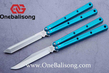 Baliplus Kraken Balisong Glossy clone Tanto/Bowie/Weekawk  live/Fake Blade Channel 7075 Aluminum Glossy Handle Bushings 9cr18