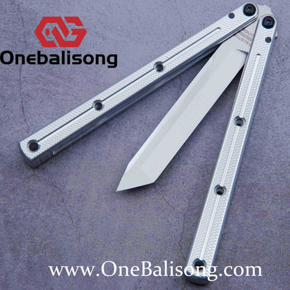 Baliplus Kraken Balisong Glossy clone Tanto/Bowie/Weekawk  live/Fake Blade Channel 7075 Aluminum Glossy Handle Bushings 9cr18