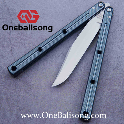 Baliplus Kraken Balisong Glossy clone Tanto/Bowie/Weekawk  live/Fake Blade Channel 7075 Aluminum Glossy Handle Bushings 9cr18