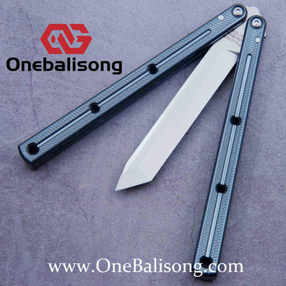 Baliplus Kraken Balisong Glossy clone Tanto/Bowie/Weekawk  live/Fake Blade Channel 7075 Aluminum Glossy Handle Bushings 9cr18
