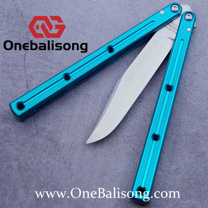 Baliplus Kraken Balisong Glossy clone Tanto/Bowie/Weekawk  live/Fake Blade Channel 7075 Aluminum Glossy Handle Bushings 9cr18