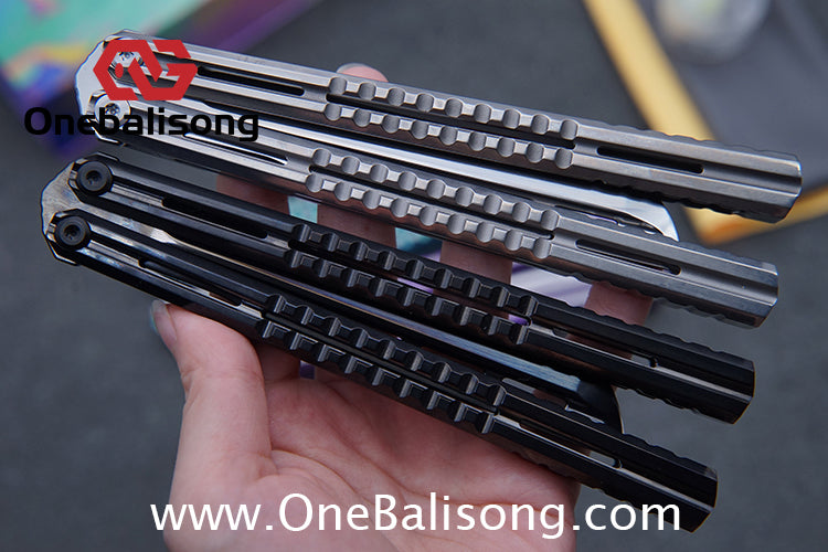 TITUS Mirage Original Balisong TC4 Titanium Alloy Handle 14C28N Stainless Steel Fake Blade Bushing