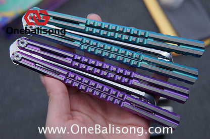 TITUS Mirage Original Balisong TC4 Titanium Alloy Handle 14C28N Stainless Steel Fake Blade Bushing