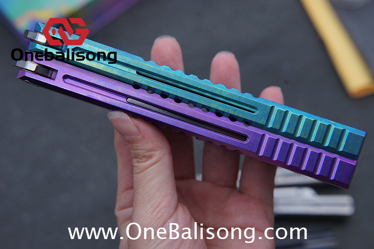 TITUS Mirage Original Balisong TC4 Titanium Alloy Handle 14C28N Stainless Steel Fake Blade Bushing