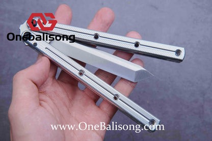Baliplus Kraken Balisong Glossy clone Tanto/Bowie/Weekawk  live/Fake Blade Channel 7075 Aluminum Glossy Handle Bushings 9cr18