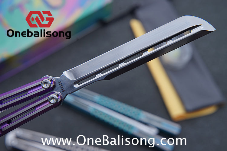 TITUS Mirage Original Balisong TC4 Titanium Alloy Handle 14C28N Stainless Steel Fake Blade Bushing
