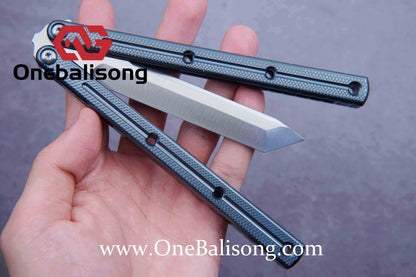 Baliplus Kraken Balisong Glossy clone Tanto/Bowie/Weekawk  live/Fake Blade Channel 7075 Aluminum Glossy Handle Bushings 9cr18