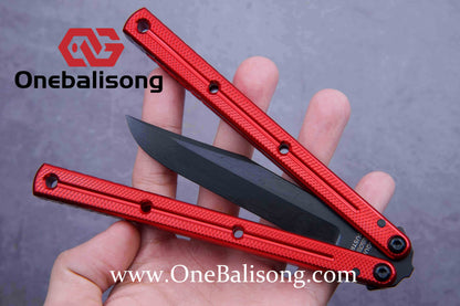 Baliplus Kraken Balisong Glossy clone Tanto/Bowie/Weekawk  live/Fake Blade Channel 7075 Aluminum Glossy Handle Bushings 9cr18