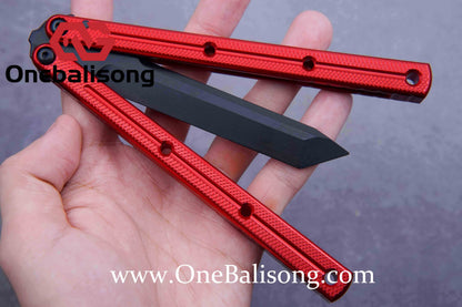 Baliplus Kraken Balisong Glossy clone Tanto/Bowie/Weekawk  live/Fake Blade Channel 7075 Aluminum Glossy Handle Bushings 9cr18