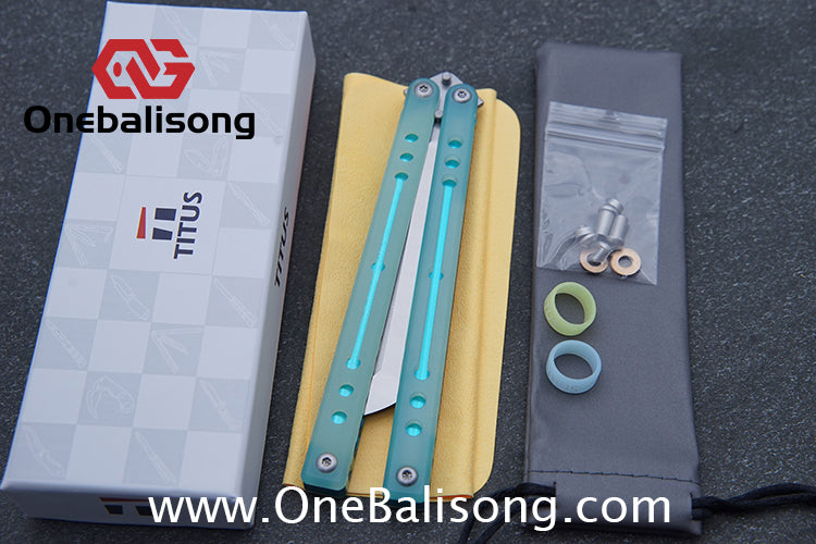 TITUS Nautilus Balisong Clone 7075 Aluminum Alloy+G10 Patch Handle Stainless Steel Fake Blade Bushing