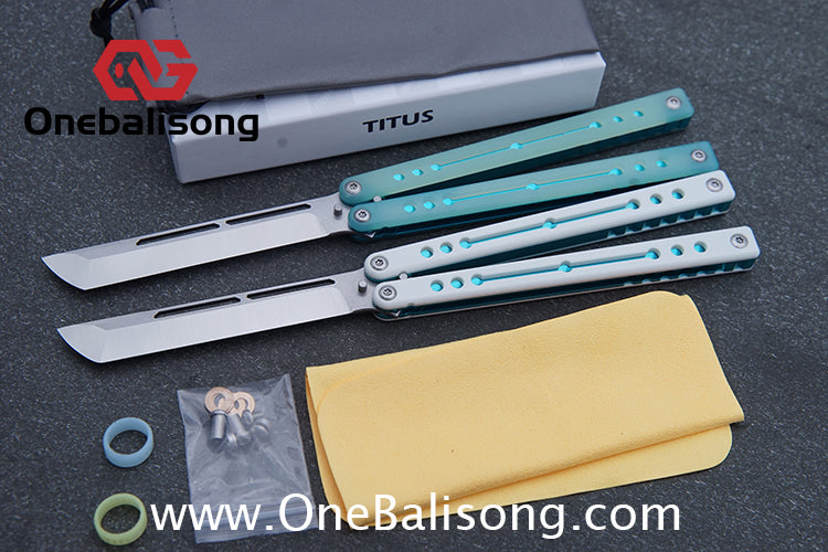 TITUS Nautilus Balisong Clone 7075 Aluminum Alloy+G10 Patch Handle Stainless Steel Fake Blade Bushing