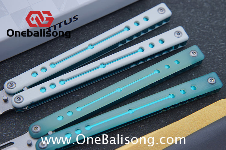 TITUS Nautilus Balisong Clone 7075 Aluminum Alloy+G10 Patch Handle Stainless Steel Fake Blade Bushing