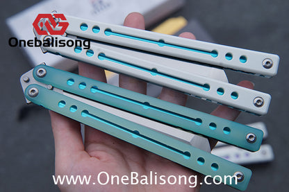 TITUS Nautilus Balisong Clone 7075 Aluminum Alloy+G10 Patch Handle Stainless Steel Fake Blade Bushing
