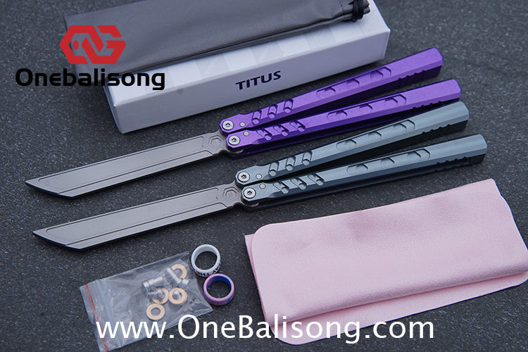 TITUS Hex Balisong Clone 7075 Aviation Aluminum Alloy Handle Stainless Steel Blade Bushing
