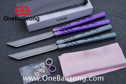 TITUS Hex Balisong Clone 7075 Aviation Aluminum Alloy Handle Stainless Steel Blade Bushing