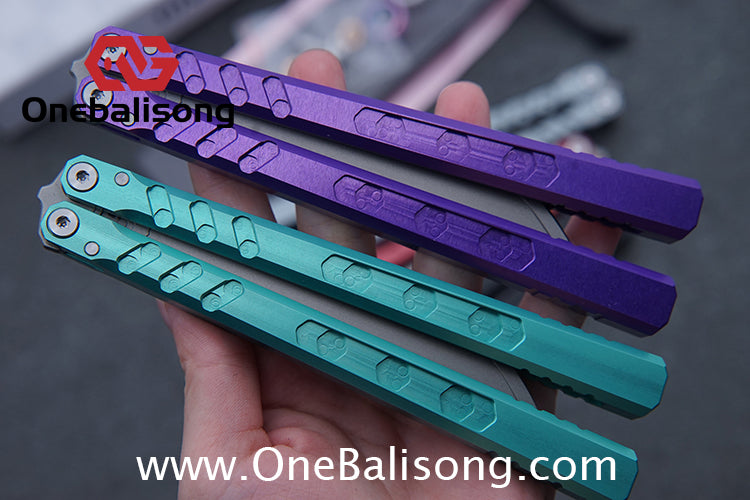 TITUS Hex Balisong Clone 7075 Aviation Aluminum Alloy Handle Stainless Steel Blade Bushing