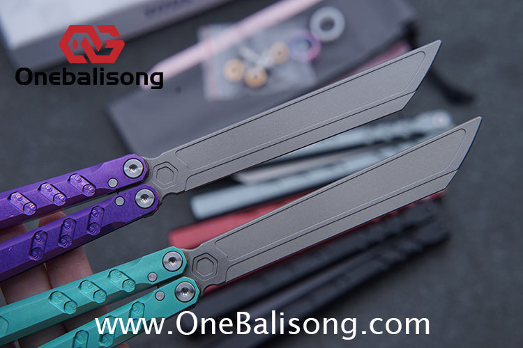 TITUS Hex Balisong Clone 7075 Aviation Aluminum Alloy Handle Stainless Steel Blade Bushing