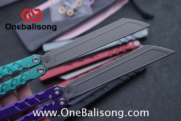 TITUS Hex Balisong Clone 7075 Aviation Aluminum Alloy Handle Stainless Steel Blade Bushing