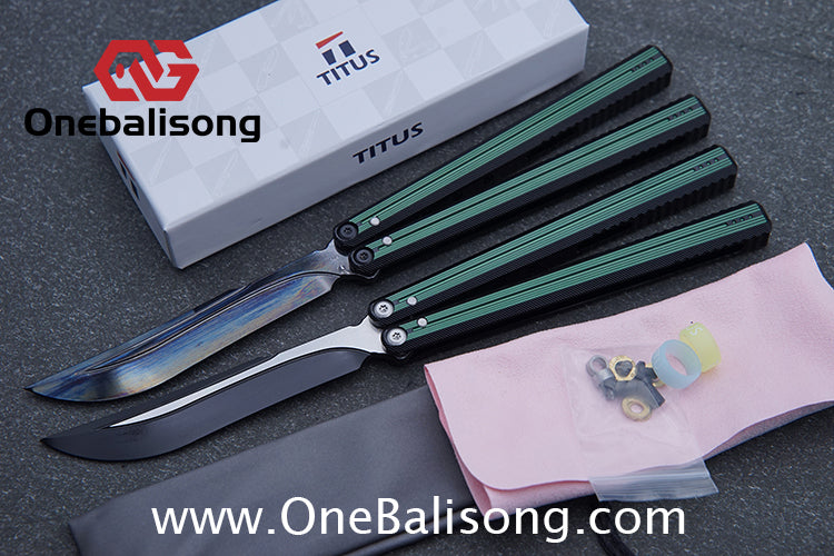 TITUS Corvus Balisong Clone 7075 Aviation Aluminum Alloy Handle 14C28N Stainless Steel Blade Bushing