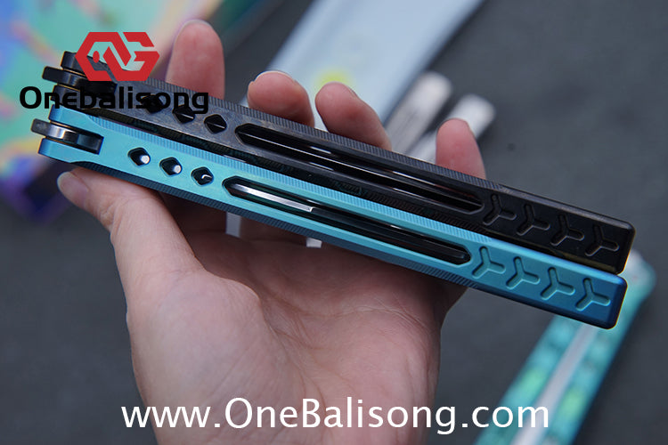 TITUS Mirror Original Balisong TC4 Titanium Alloy Handle 14C28N Stainless Steel Fake Blade Bushing
