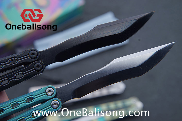 TITUS Mirror Original Balisong TC4 Titanium Alloy Handle 14C28N Stainless Steel Fake Blade Bushing