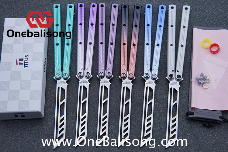 TITUS Side Slot Version Kraken V3 Balisong Clone 7075 Aluminum Alloy Handle 14C28N Stainless Steel Blade Bushing