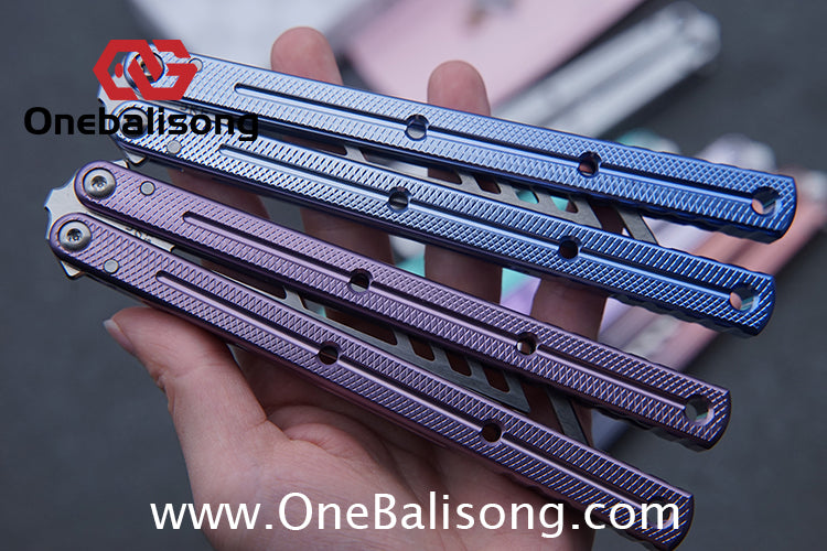 TITUS Side Slot Version Kraken V3 Balisong Clone 7075 Aluminum Alloy Handle 14C28N Stainless Steel Blade Bushing