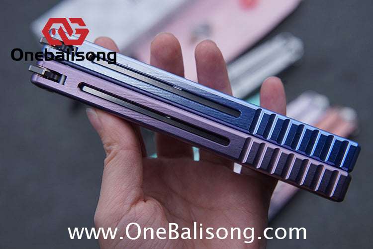 TITUS Side Slot Version Kraken V3 Balisong Clone 7075 Aluminum Alloy Handle 14C28N Stainless Steel Blade Bushing