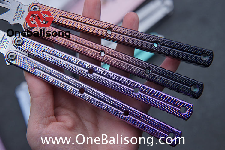 TITUS Side Slot Version Kraken V3 Balisong Clone 7075 Aluminum Alloy Handle 14C28N Stainless Steel Blade Bushing