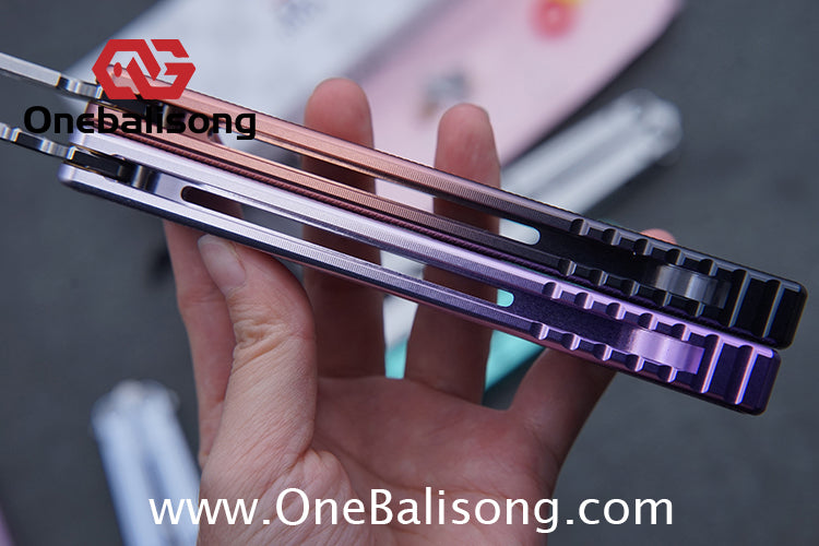 TITUS Side Slot Version Kraken V3 Balisong Clone 7075 Aluminum Alloy Handle 14C28N Stainless Steel Blade Bushing