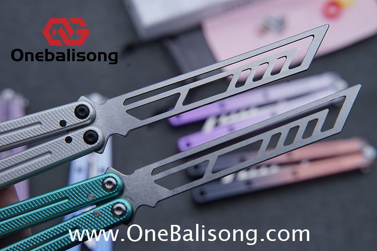 TITUS Side Slot Version Kraken V3 Balisong Clone 7075 Aluminum Alloy Handle 14C28N Stainless Steel Blade Bushing