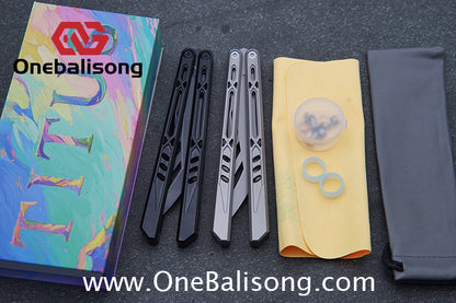 TITUS Morph/Chrysalis Original Balisong TC4 Titanium Alloy Handle 14C28N Stainless Steel Fake Blade Bushing