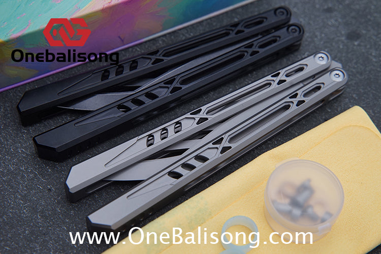 TITUS Chrysalis Original Balisong TC4 Titanium Alloy Handle 14C28N Stainless Steel Fake Blade Bushing