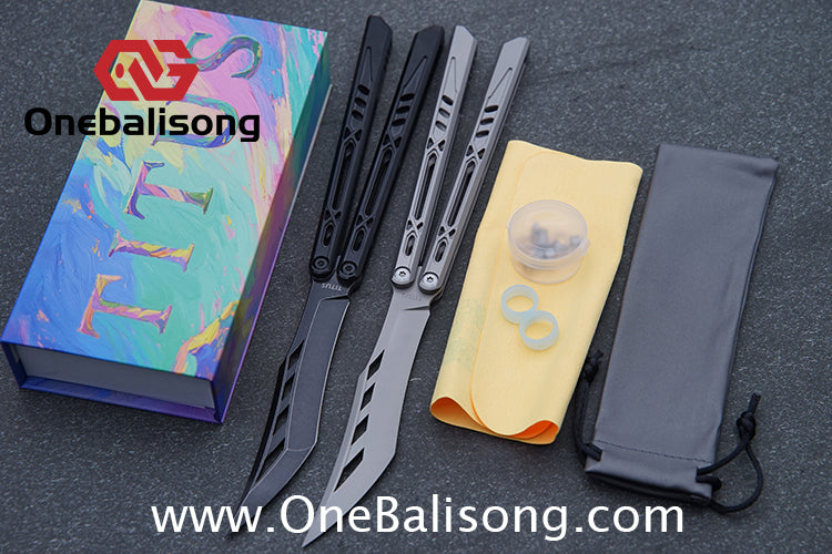 TITUS Chrysalis Original Balisong TC4 Titanium Alloy Handle 14C28N Stainless Steel Fake Blade Bushing