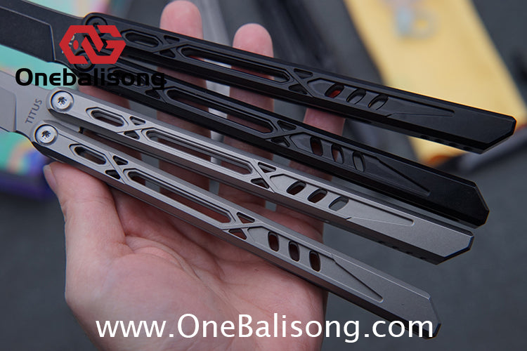 TITUS Chrysalis Original Balisong TC4 Titanium Alloy Handle 14C28N Stainless Steel Fake Blade Bushing