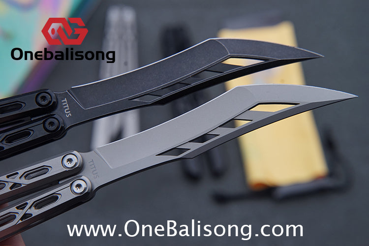 TITUS Chrysalis Original Balisong TC4 Titanium Alloy Handle 14C28N Stainless Steel Fake Blade Bushing