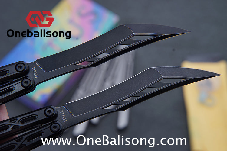 TITUS Chrysalis Original Balisong TC4 Titanium Alloy Handle 14C28N Stainless Steel Fake Blade Bushing
