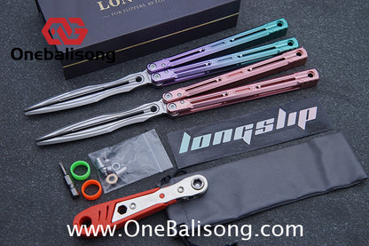 TITUS Aries Original Balisong 7075 Aluminum Alloy Handle 14C28N Stainless Steel Blade Bushing