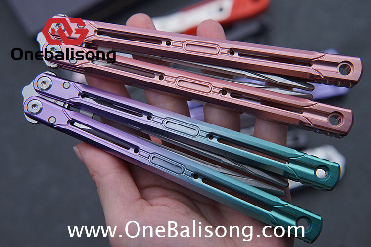 TITUS Aries Original Balisong 7075 Aluminum Alloy Handle 14C28N Stainless Steel Blade Bushing