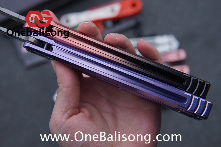 TITUS Aries Original Balisong 7075 Aluminum Alloy Handle 14C28N Stainless Steel Blade Bushing