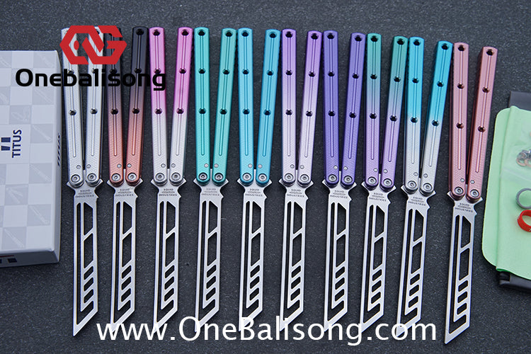 TITUS Kraken V3 Balisong Clone 7075 Aluminum Alloy Handle 14C28N Stainless Steel Blade Bushing