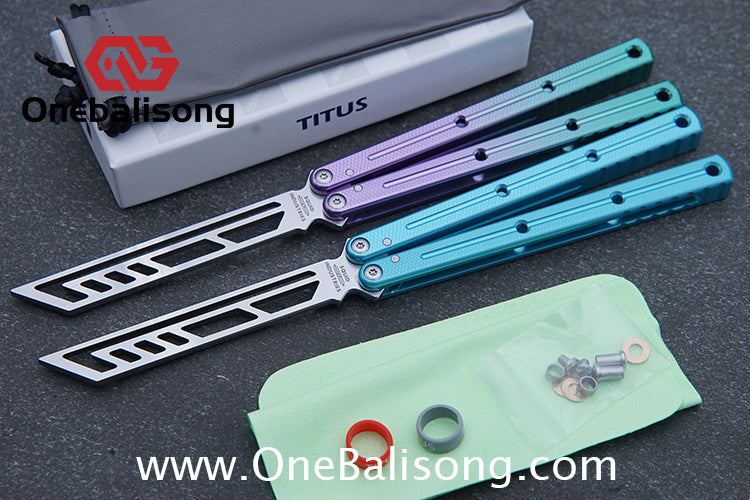 TITUS Kraken V3 Balisong Clone 7075 Aluminum Alloy Handle 14C28N Stainless Steel Blade Bushing